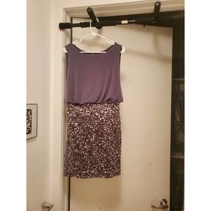 Cynthia Rowley Gray Sequins Blouson Cocktail Dress Womens 6 Sleeveless